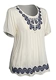 Women's Short Sleeve Embroidery Plus Size Blouse Top