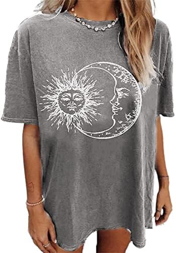 Maglietta Donna Remidoo Con Stampa Sole E Luna - Girocollo Maniche Corte In Cotone - Casual, Arancione Scuro, Taglia S