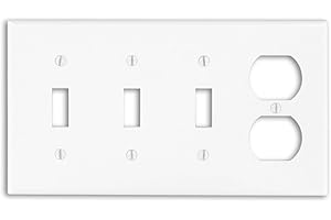 Leviton 4-Gang 3-Toggle 1-Duplex Device Combination Wallplate, P38-W, White