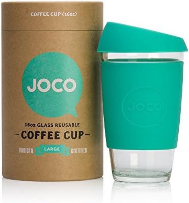 JOCO Reusable Glass Coffee Cup - Mint Green 16oz (450ml)