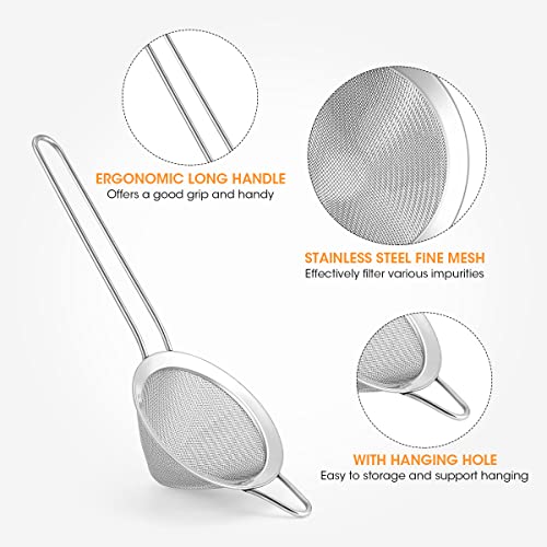 AIEVE Fine Mesh Strainer, 2 Pack Tea Strainer Stainless Steel Sieve Bar