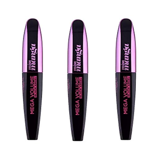 3 x L'Oreal Paris Mega Volume Miss Manga Black Angel Extra Black Mascara 8.5ml