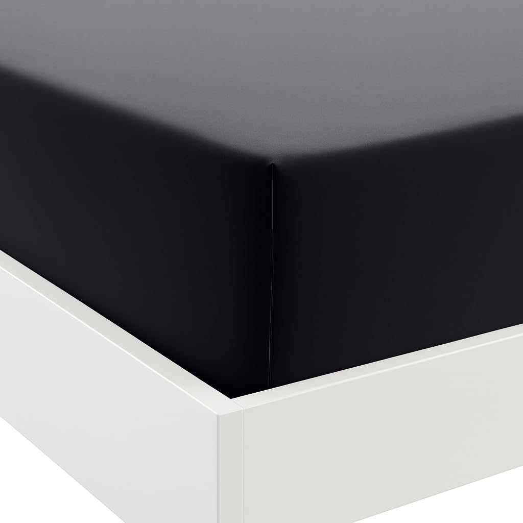 Anti-Allergy Anti-Bacterial Brushed Microfibre Fitted Bed Sheet - 28cm Depth, Easy Care, Fade Resistant (Black, Single)