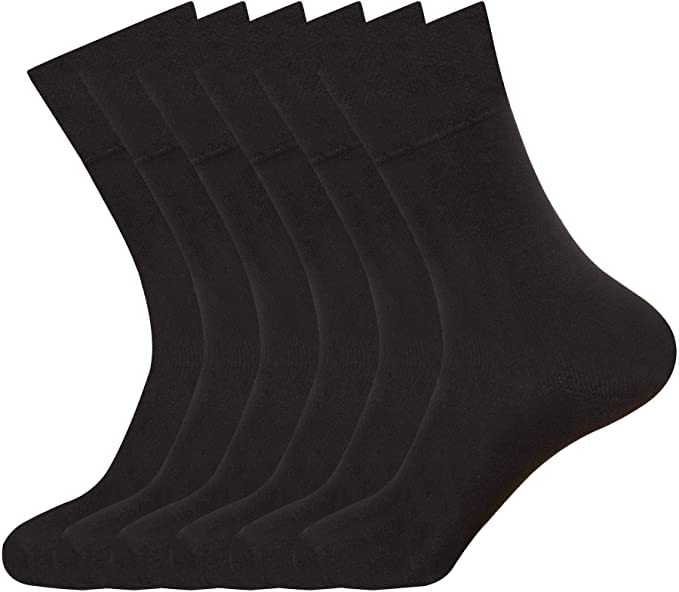 CHAAL® Women's Diabetic Socks soft top cuff Ankle Non Elastic Easy Grip Oedema friendly soft Toe cosy feel for Sensitive feet Legs Smooth sock SIZE (4-8) Black 6 Pairs