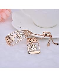 VIGOSS SM-R810 - Pulsera de metal compatible con Galaxy Watch de 1.654 in, color oro rosa y negro