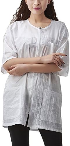 Colorfulife Salon Client Gown Robe Smock Kimono Zipper Closure Hairdressing Cape Dress Beauty SPA Hotel Barber Guest Clothes Night-gown Wrap A009 (White)