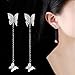 Fashion Sterling Silver Butterfly Earring Cubic Zirconia Dangle Earrings Drop Jewelry for Women