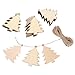 Sumind 30 Pieces Wood Christmas Tree Blanks Wooden Tree Embellishments with 10 Meters Natural Twine for Holiday Party Decoration