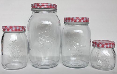 Mason Jar Set Decorative Caps 4 Sizes Kitchen Decor for Spices and Sweets