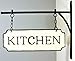FETUIO Silvercloud Trading Co. Rustic Hanging Double-Sided Kitchen Embossed Black on White Enamel Metal Sign with Bracket - Restaurant Wall Decor - Room Label
