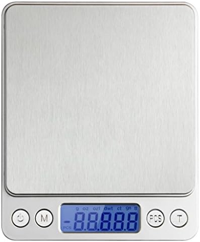 Toprime Digital Pocket kitchen Scale, 2000g x 0.1g High Precision Stainless Steel for Jewelry and Food, Silver