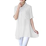 Allegra K Ladies Point Collar Short Sleeve Half Button Front Casual Blouse