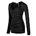 Simier Fariry Womens Clothing Long Sleeve Ruched Side Blouse Tops Black L