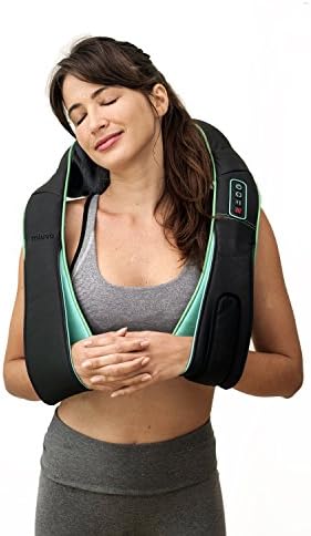 Miuvo PowerRest Cordless Rechargeable Neck &amp; Shoulder Massager | Adjustable Intensity with Heat | 3D Shiatsu Kneading for Home, Office and Car Use