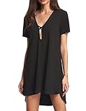 Haola Women's Short Sleeve Shift Dress Cross Front T Shirts Mini Dress