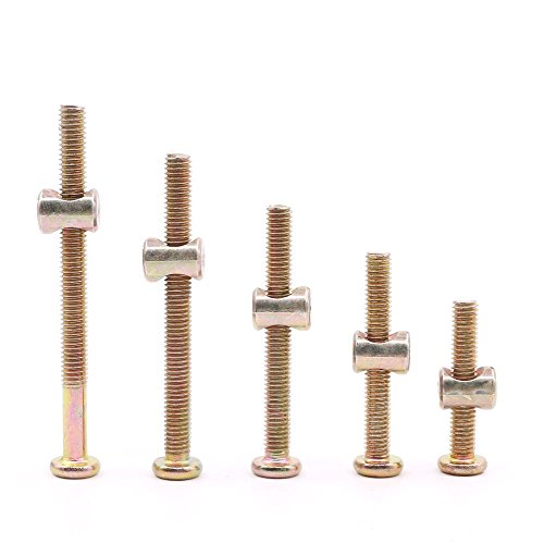Hilitchi 100Pcs Baby Bed Crib Screws Bolts Nuts M6 Zinc Plated Hex
