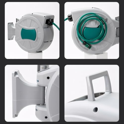 Retractable Garden Hose Reel 65ft 1/2'' Auto Rewind Hose Reels for Outside,Wall-Mounted Outdoor Hose, 180° Rotation (20m+2m)