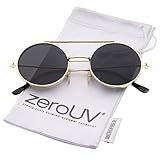 zeroUV - Mid Size Flip-Up Neutral-Colored Lens Round Django Sunglasses 49mm