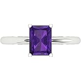 Clara Pucci 14K Solid White Gold 1.75 ctw Amethyst Solitaire Ring for Women | Anniversary, Birthday Gift | 7.5x5.5mm Radiant Cut