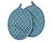 Sticky Toffee Oven Mitt and Pot Holder Set of 3 – Blue Non-Slip Kitchen Hot Pads and Mitts with Silicone Grip, 100% Cotton Shell, Oeko-Tex Cotton