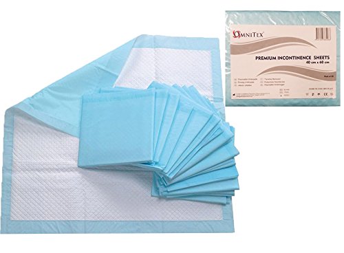Omnitex 40 x 60cm Incontinence Bed / Chair Pads - 600ml - 800ml Disposable Absorbing Sheets (25x Pads 40x60 - Premium (600ml))
