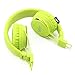 GranVela X2 Foldable On-Ear Wireless Headphones Support Bluetooth Micro SD Card Player, FM Radio with Built-in Microphone Calls for Kids Earphones, gift, Smartphones (Lemon Green)
