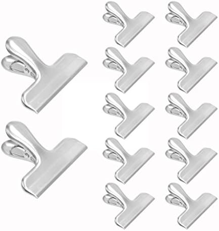 Ilyever 12 Pack Stainless Steel Heavy Duty Bag Clips Perfect for Air Tight Seal Grip on Coffee,Food&Bread Bags