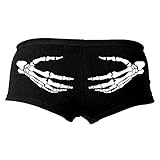 Hot Leathers Skeleton Hands Ladies Boy Shorts (Black, X-Large)