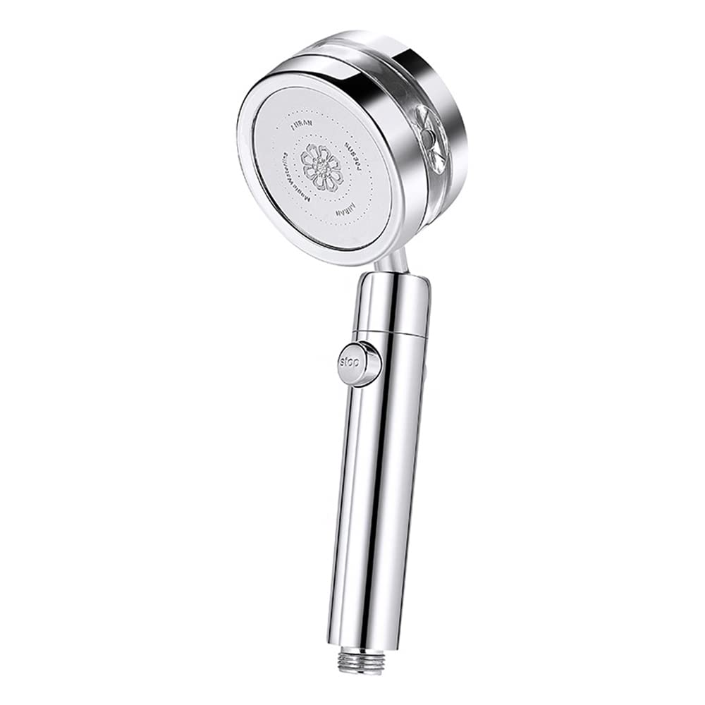 CENPEK High-Pressure Shower Nozzle, turbocharged Shower Nozzle with Hose and Base, Universal Hand Shower with 3 Modes, Water-Saving Shower and Massage Shower (Silver)
