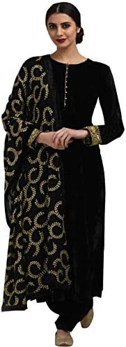 Ethnic Diwa Women's Dress Material (EDA NR1 black velvet_Black_Free Size)