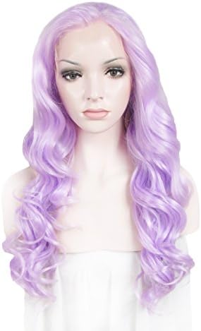 Lace Wig Long 24“Wave Synthetic Lace Front Wig High Density Romantic Violet