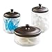 mDesign Bathroom Vanity Glass Apothecary Jars for Cotton Balls, Swabs, Cosmetic Pads - 3pc Set, Clear/Bronze