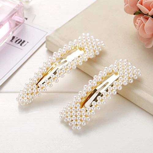 Pearl Hair Clips Pearl Barrettes for Women Girls-4pcs Large Hair Clips for Gifts Headwear Barrette Bride Wedding Headwear Styling Hair Pins, Elegant Clips For Hair Accessories - Thumbnail 5