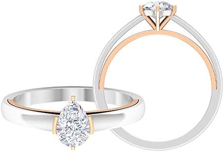 ティアドロップ結婚指輪ソリティア婚約指輪 D Vssi 1 2 Ct 6x8 Mm ローズゴールド Size 14k 洋梨形モアッサナイトリング女性用 アニバーサリーリングツートーンゴールドリング 22 人気急上昇