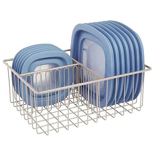 mDesign Metal Kitchen Food Storage Container Lid Holder,