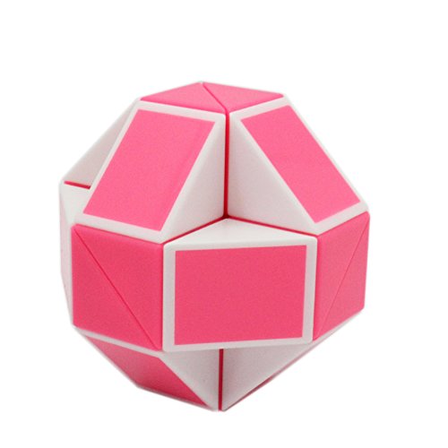 Mipartebo Magic Snake Ruler Cube Puzzles 24 Wedges Brain Teaser Twist Toys White and Pink