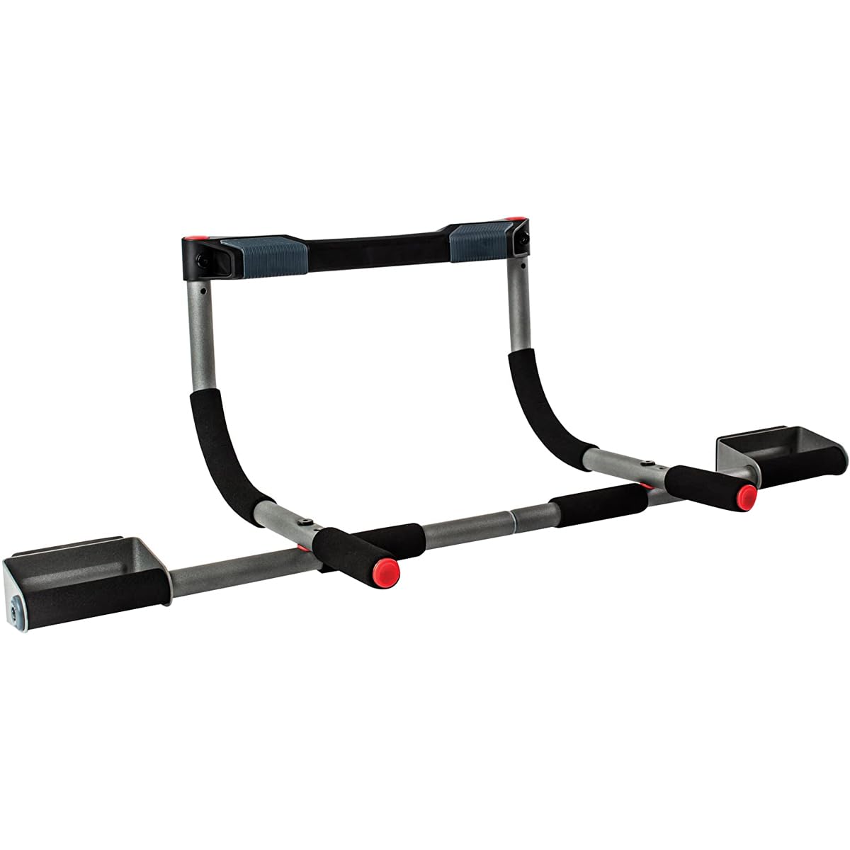 Perfect Fitness Multi-Gym Doorway Pull Up Bar and Portable Gym System, Pro, black,silver,red
