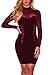 LaSuiveur Women's Turtleneck Mesh Insert Velvet Bandage Party Bodycon Dresses
