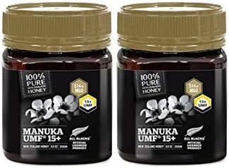 Pure New Zealand Certified UMF 15+ Manuka Honey (8.8 oz)- All Blacks Official Licensed Honey (2 Pack)