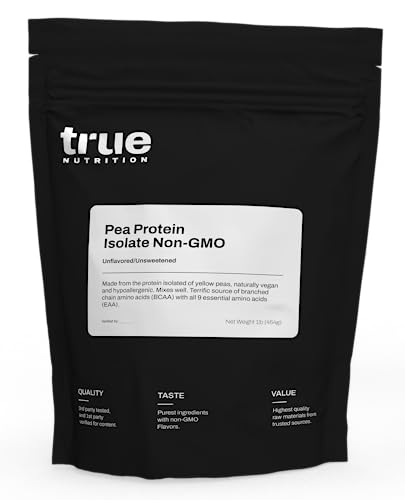 True Nutrition 5LBS Unflavored Pea Protein Powder Isolate - Vegan, Low Fat, Lactose-Free, Gluten-Free, Plant Based Protein