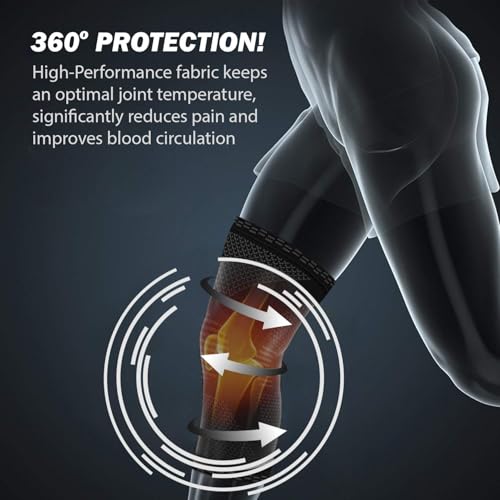 POWERLIX Knee Compression Sleeve - Best Knee Brace for Men & Women – Knee Support for Running, Basketball, Weightlifting, Gym, Workout, Sports, (Black, Large)