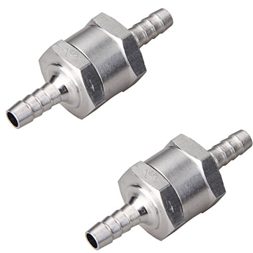 Excelvan 2 Packs 6MM/0.24Inch 1/4” Chrome Aluminium Fuel Non-return One Way Check Valve Oil Petrol Diesel Marine Water - Thumbnail 2