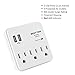 [4 Pack] BESTTEN Wall Surge Protector with 2 USB Charging Ports and 3 AC Outlets, 15A/125V/1875W, ETL Certified, White