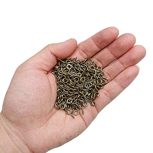 AxeSickle 12mm x 5mm Mini Metal Screw Eye Pins Hooks for Arts & Crafts Project, DIY Jewelry Making, 500 Pcs Bronze Color.