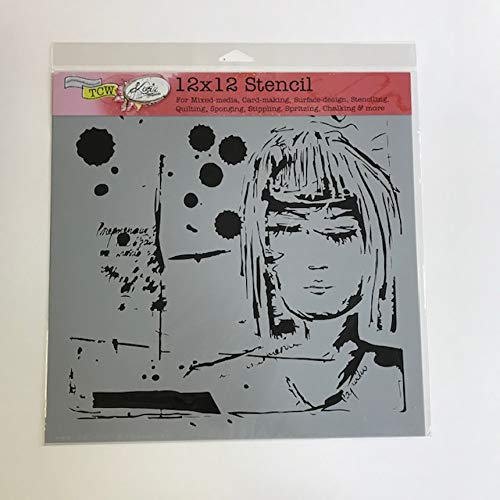 Crafter's Workshop Stencil 2 Pack, Reusable Stenciling Templates for Art Journaling, Mixed Media, and Scrapbooking - TCW605 Elliptic & TCW617 Dream Girl, 12 inch x 12 inch - Thumbnail 2