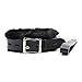 DERENHER Fur Lined D Rings Choker Necklace Adjustable Black Real Leather Neck Collar with Chain Leash (Style-1)
