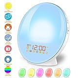 Wake Up Light Alarm Clock Lamp Alarm Clock Radio Sunrise Alarm Clock Fading Sunset with 7 Colors Sleep and Wake Up with PM Radio Light Alarm Clock Alarm Clock for Sleep Kids,Adults by Amerzam