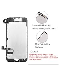 para el iPhone 7 (4.7 pulgadas) Kit de reemplazo de la pantalla LCD + [Sensor de proximidad] + [Altavoz del oído] + [Cámara frontal] + [Herramientas de reparación] + [3D Touch] Compatible con los modelos A1660, A1778, A1779 (Negro)