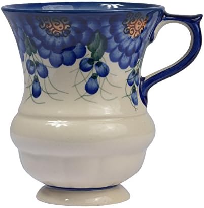 Traditional Polish Pottery, Handcrafted Ceramic Goblet Mug (300ml / 10.5 fl oz), Boleslawiec Style Pattern, Q.701.ARTS
