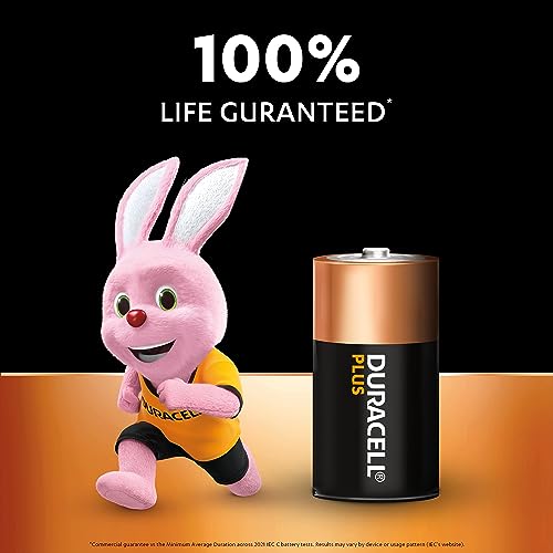 Duracell Plus C Batteries (6 Pack) - Alkaline 1.5V - 100% Life Guaranteed - Reliability For Everyday Devices - 0% Plastic Packaging - 10-Year Storage - MN1400